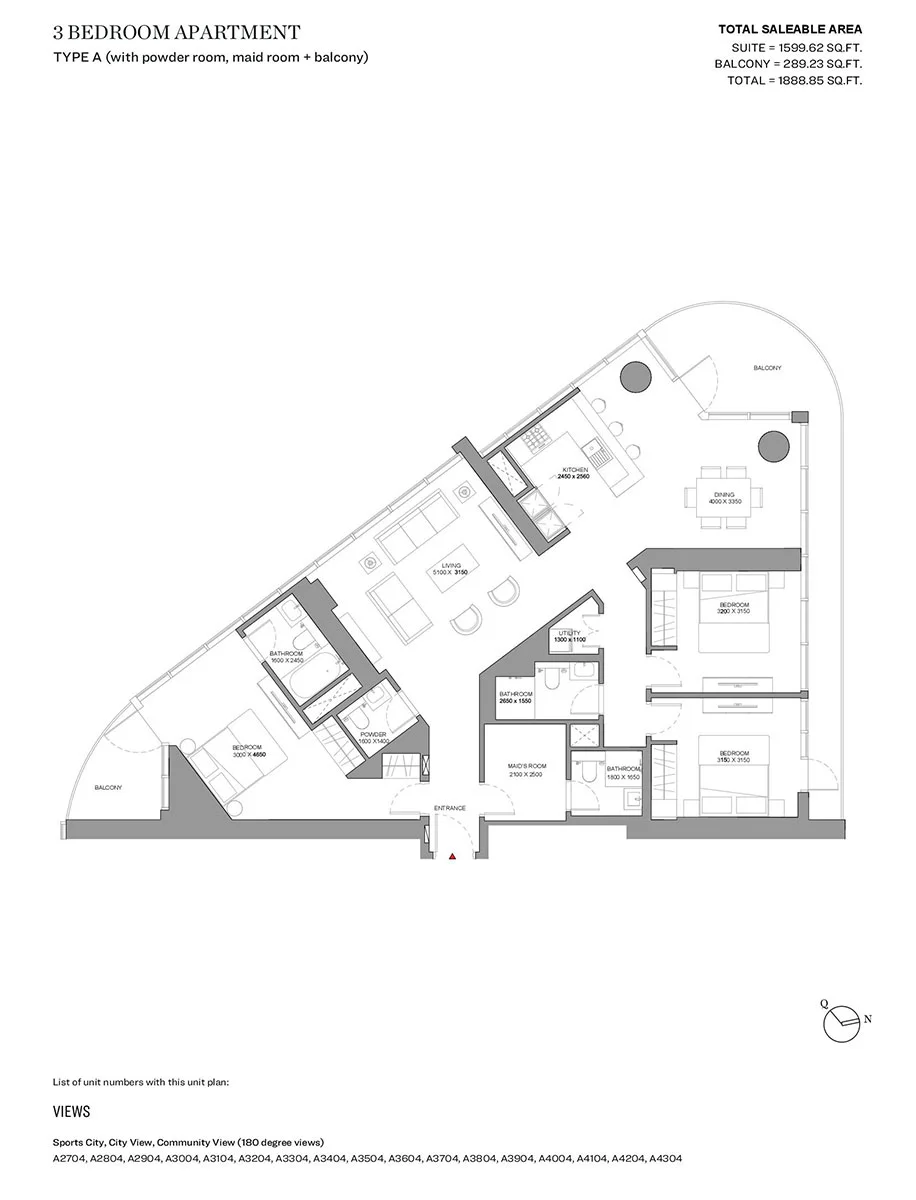 Sobha Solis 3 Bedroom Floor Plan